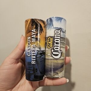 NWT Corona Shot Glass Pair with Cancun Design